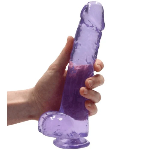 Realistic 9 Inch Dildo With Balls by RealRock in Purple