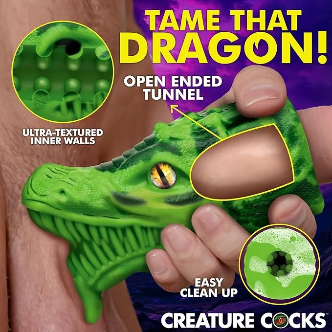 Creature Cocks Dragon Tamer Silicone Stroker - Green - Image 4
