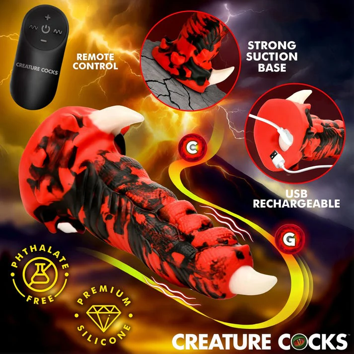 Creature Cocks Red Talon Vibrating Silicone Dildo - Image 3