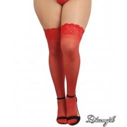 Dreamgirl Thigh High Lace Top Stockings - Red - One Size Fits Most