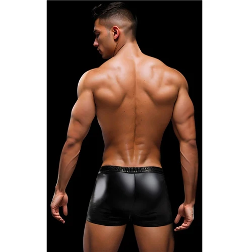ENVY LACE-UP WETLOOK TRUNKS-BLACK/RED - Image 3