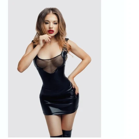 Glossy Rimma Dress Wetlook Black - Image 3