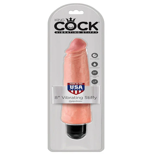 King Cock 8" Stiffy Vibrating Dildo - Flesh