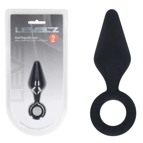 LEVELZ Silicone Anal Plug with Loop - Small - Black
