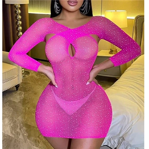 Long Sleeve Rhinestone Dress - Image 2