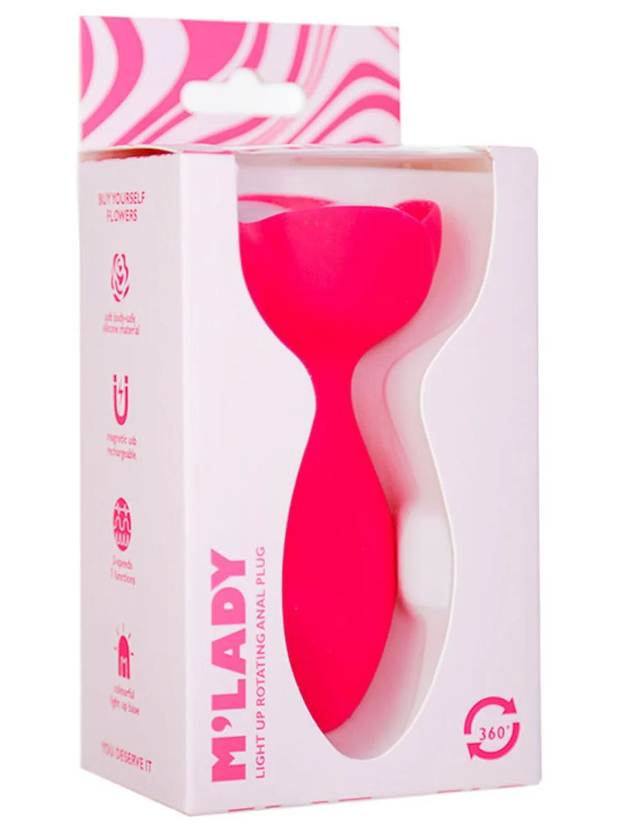 M-Lady Light Up Rotating Anal Plug Pink - Image 2