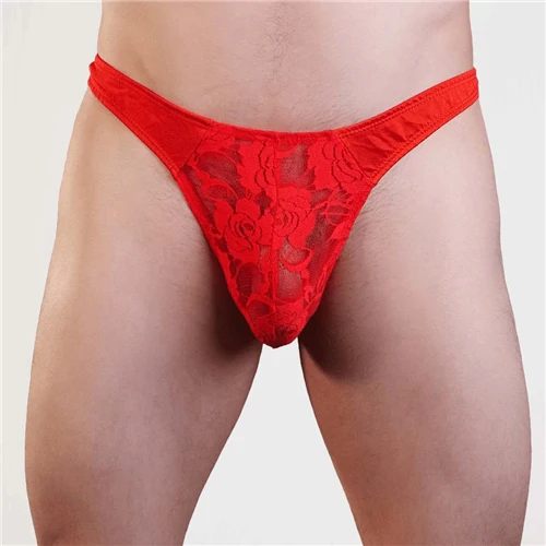 Mens lace pouch g-string black L-XL