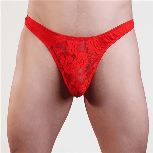 Mens Lace Thong with Lycra Back - Image 3