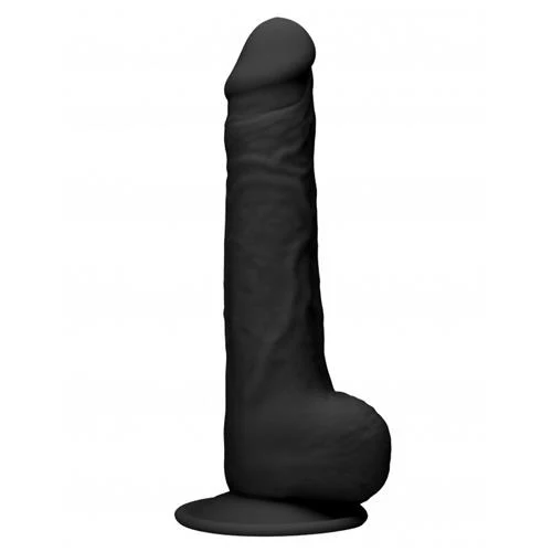 New Release Real Rock Realistic Dong With Balls & Suction Cup - Black - 8 Inch