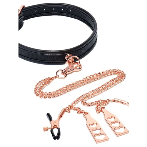 Punishment Rose Gold Choker and Nipple Clamps