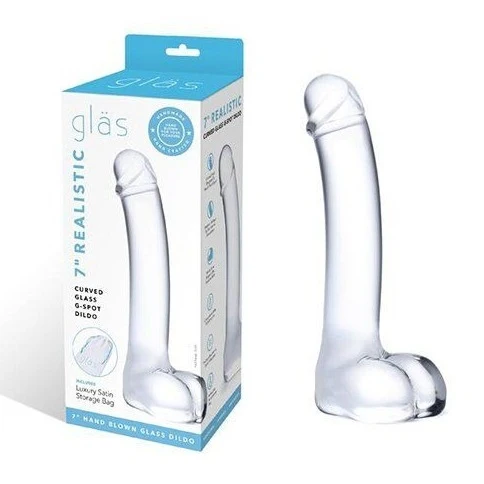 Realistic Curved Glass G-Spot Dildo 7'