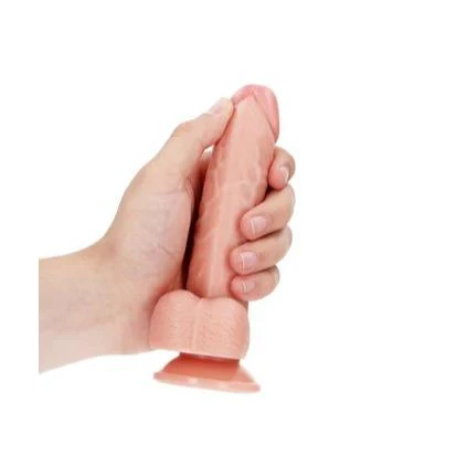 Realistic Dildo with Balls and Suction Cup Curved Style In FLESH 6''/ 15.5 cm