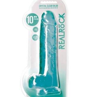 RealRock Crystal Clear Dildo 10inch- Pink, Blue, Purple, Clear and Green - Image 5