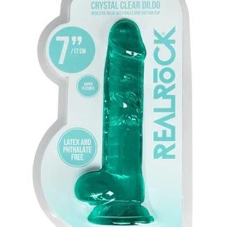 RealRock Crystal Clear Dildo - 7" Blue and Green - Image 3