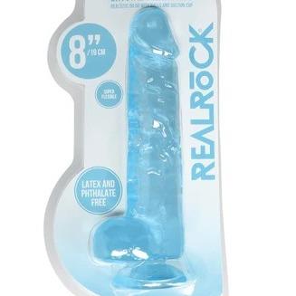 RealRock Crystal Clear Dildo - 8" Blue and Green