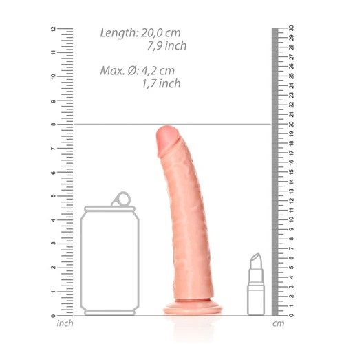 REALROCK Realistic Slim Dildo with Suction Cup - 20.5cm - Image 2
