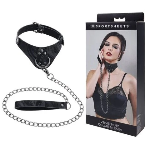 SPORTSHEETS Velvet Noir Collar & Leash